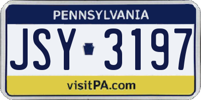 PA license plate JSY3197