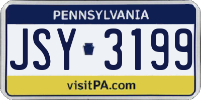 PA license plate JSY3199