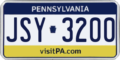 PA license plate JSY3200