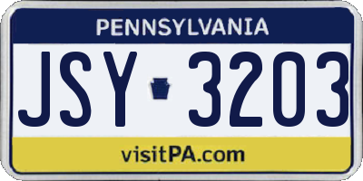 PA license plate JSY3203