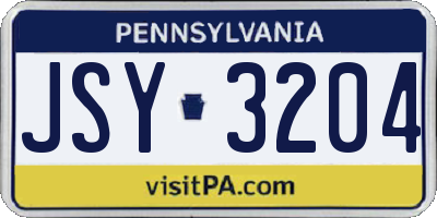 PA license plate JSY3204