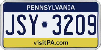 PA license plate JSY3209