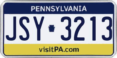 PA license plate JSY3213