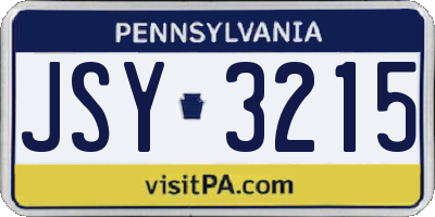 PA license plate JSY3215