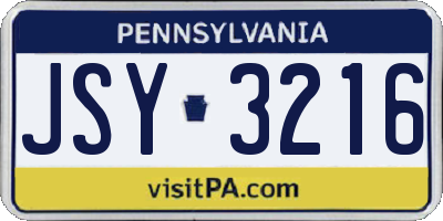 PA license plate JSY3216