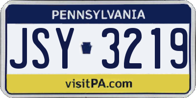 PA license plate JSY3219