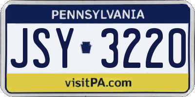 PA license plate JSY3220