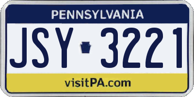 PA license plate JSY3221