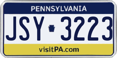 PA license plate JSY3223
