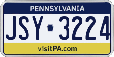 PA license plate JSY3224