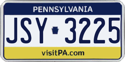 PA license plate JSY3225