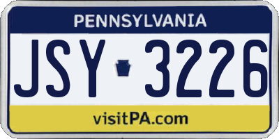 PA license plate JSY3226