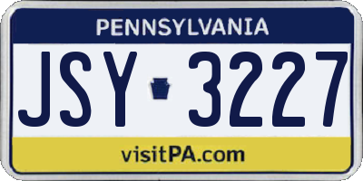 PA license plate JSY3227