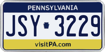 PA license plate JSY3229