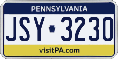 PA license plate JSY3230