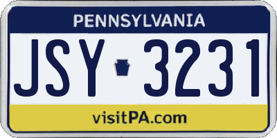 PA license plate JSY3231