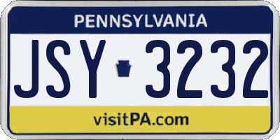 PA license plate JSY3232