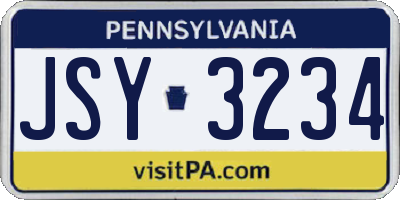 PA license plate JSY3234