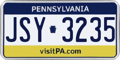 PA license plate JSY3235