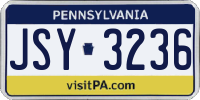 PA license plate JSY3236