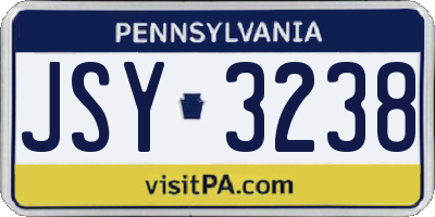 PA license plate JSY3238