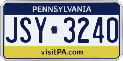 PA license plate JSY3240