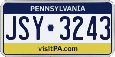 PA license plate JSY3243