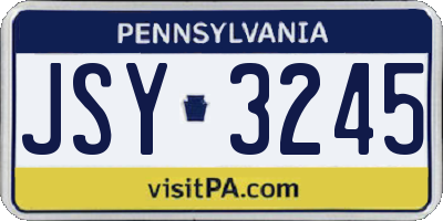 PA license plate JSY3245