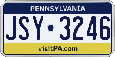 PA license plate JSY3246