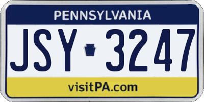 PA license plate JSY3247