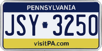 PA license plate JSY3250