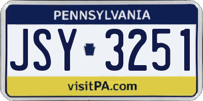 PA license plate JSY3251