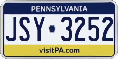 PA license plate JSY3252