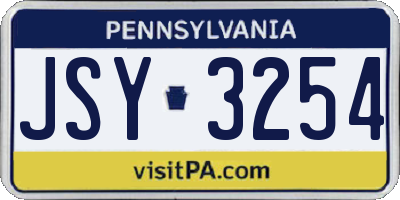 PA license plate JSY3254