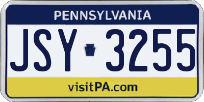 PA license plate JSY3255