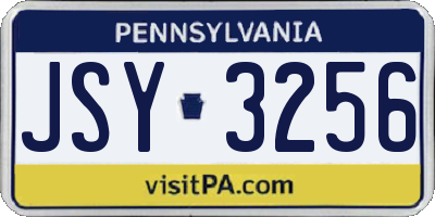 PA license plate JSY3256