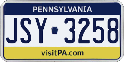 PA license plate JSY3258