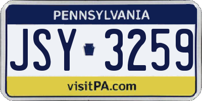 PA license plate JSY3259