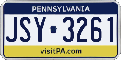 PA license plate JSY3261