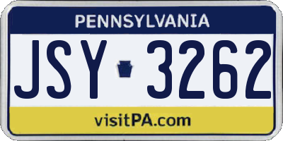 PA license plate JSY3262