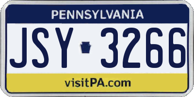 PA license plate JSY3266