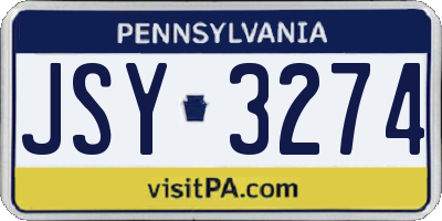 PA license plate JSY3274