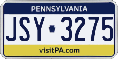PA license plate JSY3275