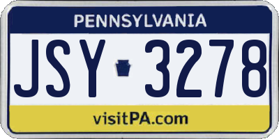 PA license plate JSY3278