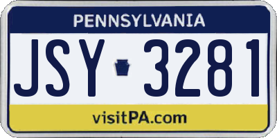 PA license plate JSY3281