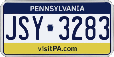 PA license plate JSY3283