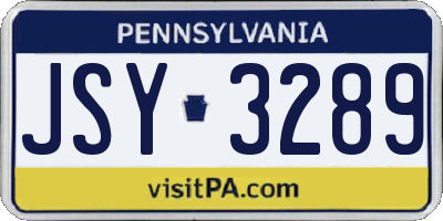 PA license plate JSY3289