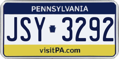 PA license plate JSY3292