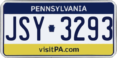 PA license plate JSY3293