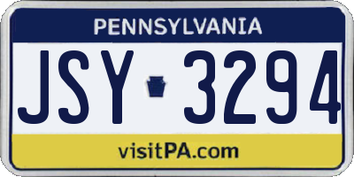PA license plate JSY3294